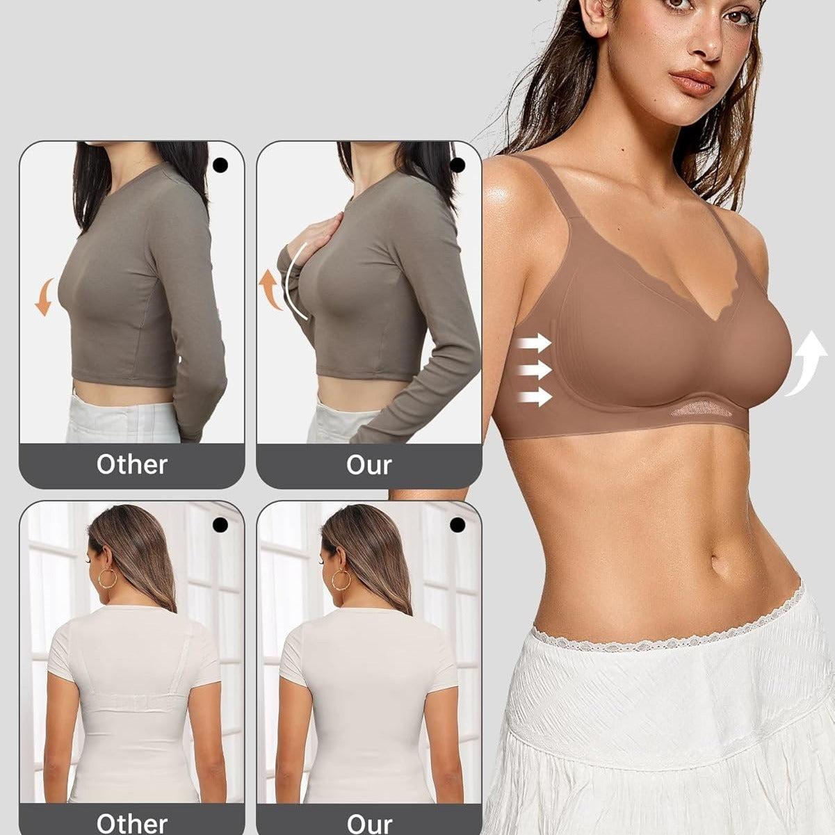 Wireless Push-Up Scalloped Bralette - No Underwire