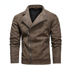 Men's Fashion Leather Jacket with Stylish Lapel and Zipper