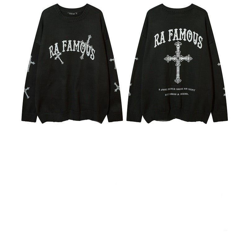 Retro Tide Brand Dark Sweater for Street Style