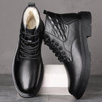Warm Leather Wool High-Top Booties