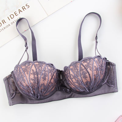 Lace Embroidered Wireless Bra and Lingerie Set