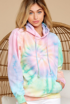 Tie-Dye Print V-Neck Long Sleeve Pocket Hoodie | Streetwear