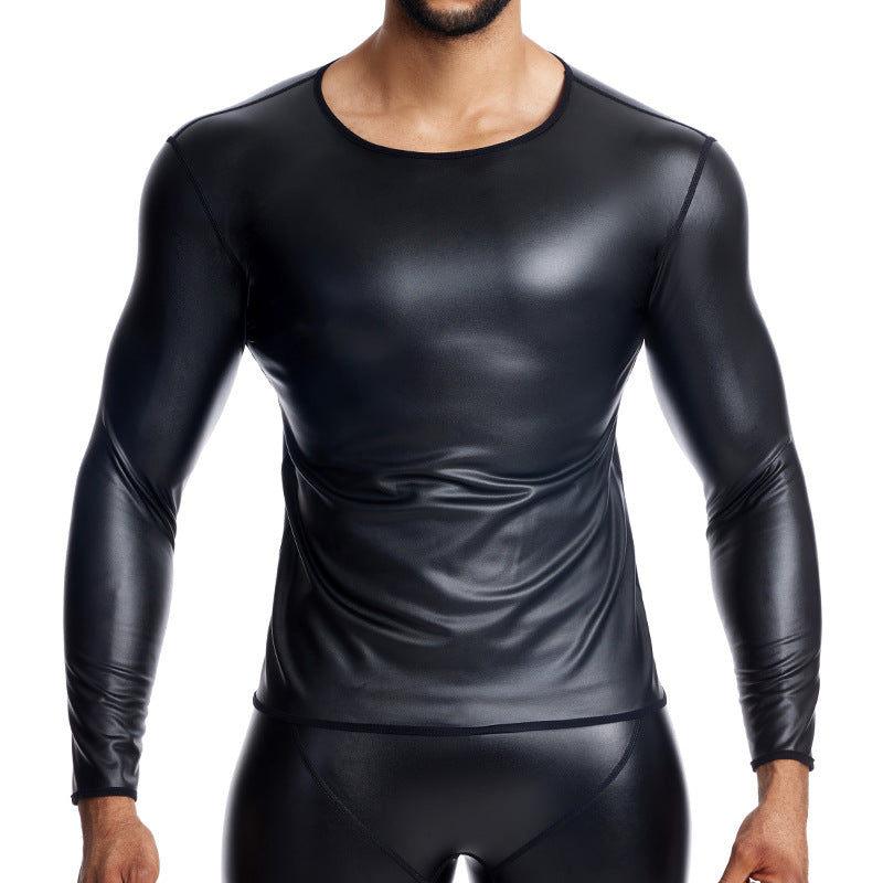 Thermal Men's Slim Fit PU Leather One Piece Underwear