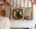 Australian Kelpie Christmas Flowers Throw Pillow