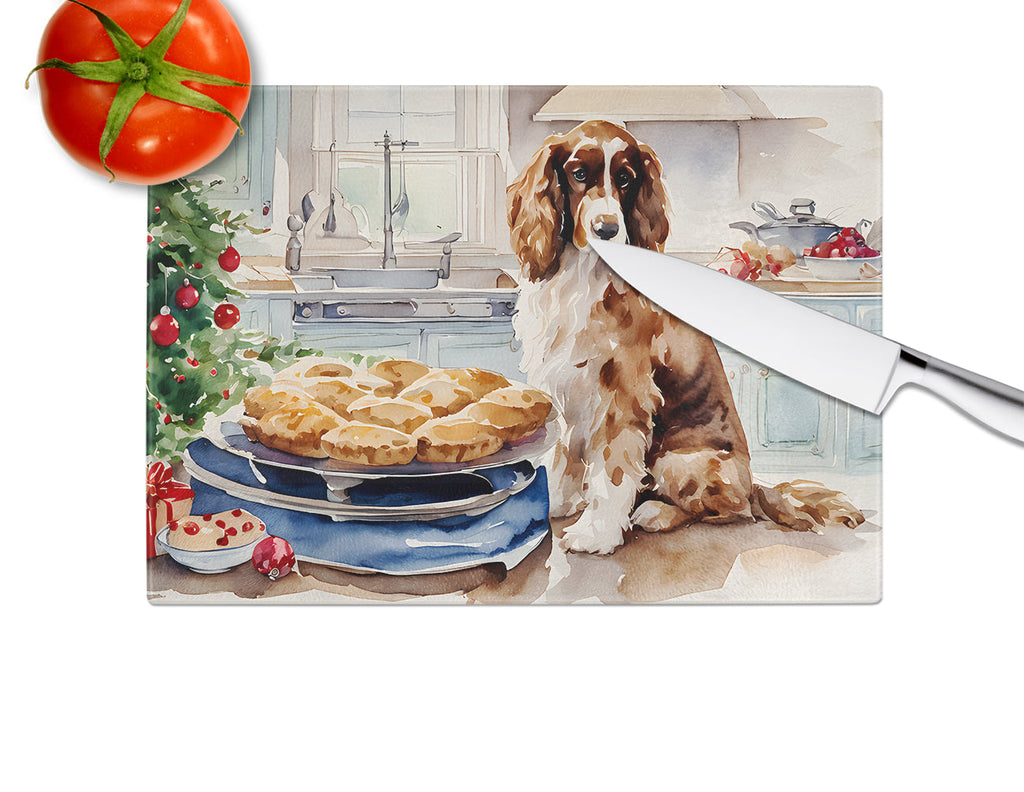 Cocker Spaniel Christmas Cookies Glass Cutting Board