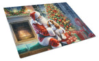 Cavalier Spaniel and Santa Claus Glass Cutting Board