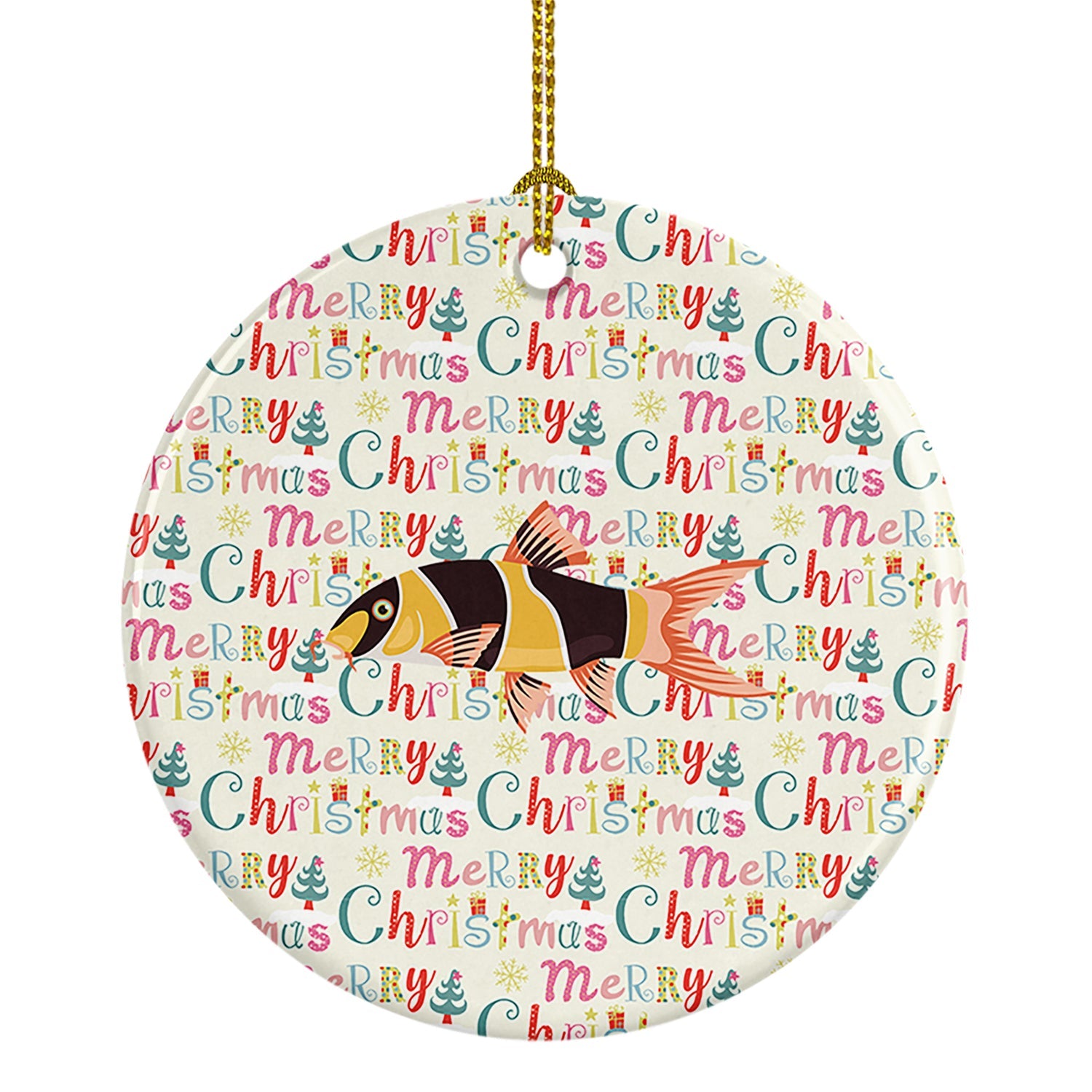 Clown Loach Fish Christmas Ceramic Ornament