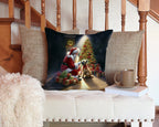 Cairn Terrier and Santa Claus Throw Pillow