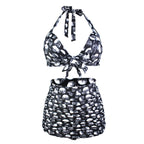Women's Skull Print High Waist Bikini Set (Plus Size)