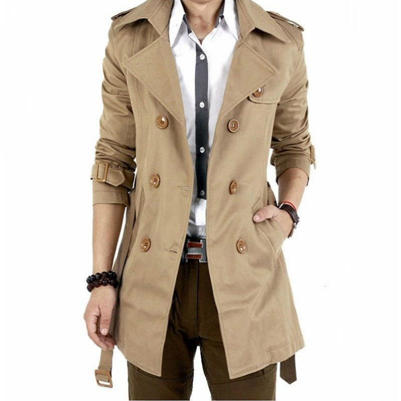 Classic Retro Men's Double-Breasted Windbreaker Jacket