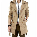 Classic Retro Men's Double-Breasted Windbreaker Jacket