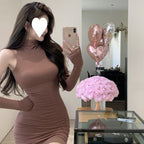 Sexy Turtleneck Vest Dress with Oversleeves for Women