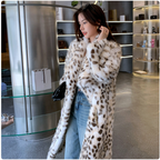 Korean Woven Lapel Ruffled Fur Trim Trench Coat
