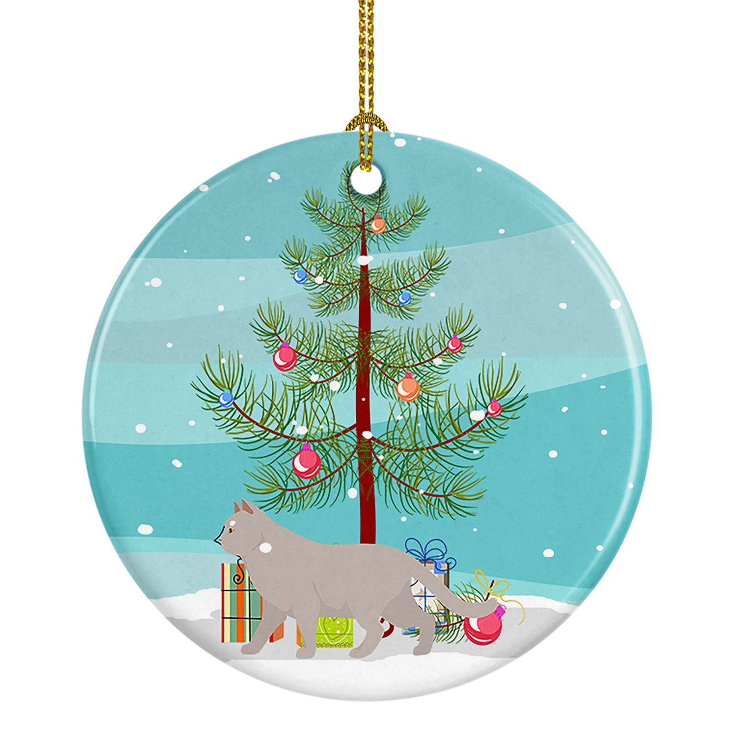 British Shorthair Cat Christmas Ceramic Ornament