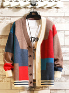 2023 Men's Design Knitted Cardigan with Color Block