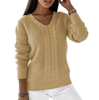 Cozy Twist V-Neck Knit Pullover | Streetwear