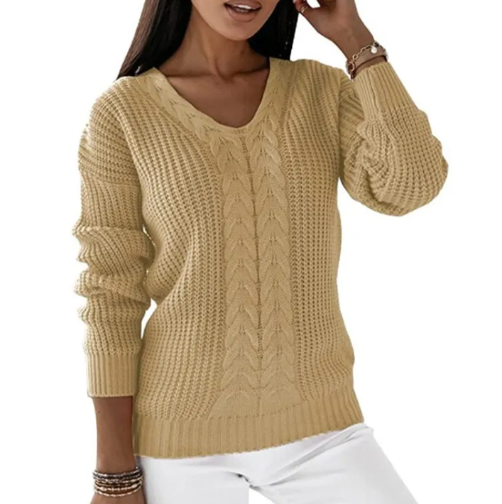 Cozy Twist V-Neck Knit Pullover | Streetwear