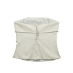 Pleated Strapless Bustier Cropped Tank Top for Women