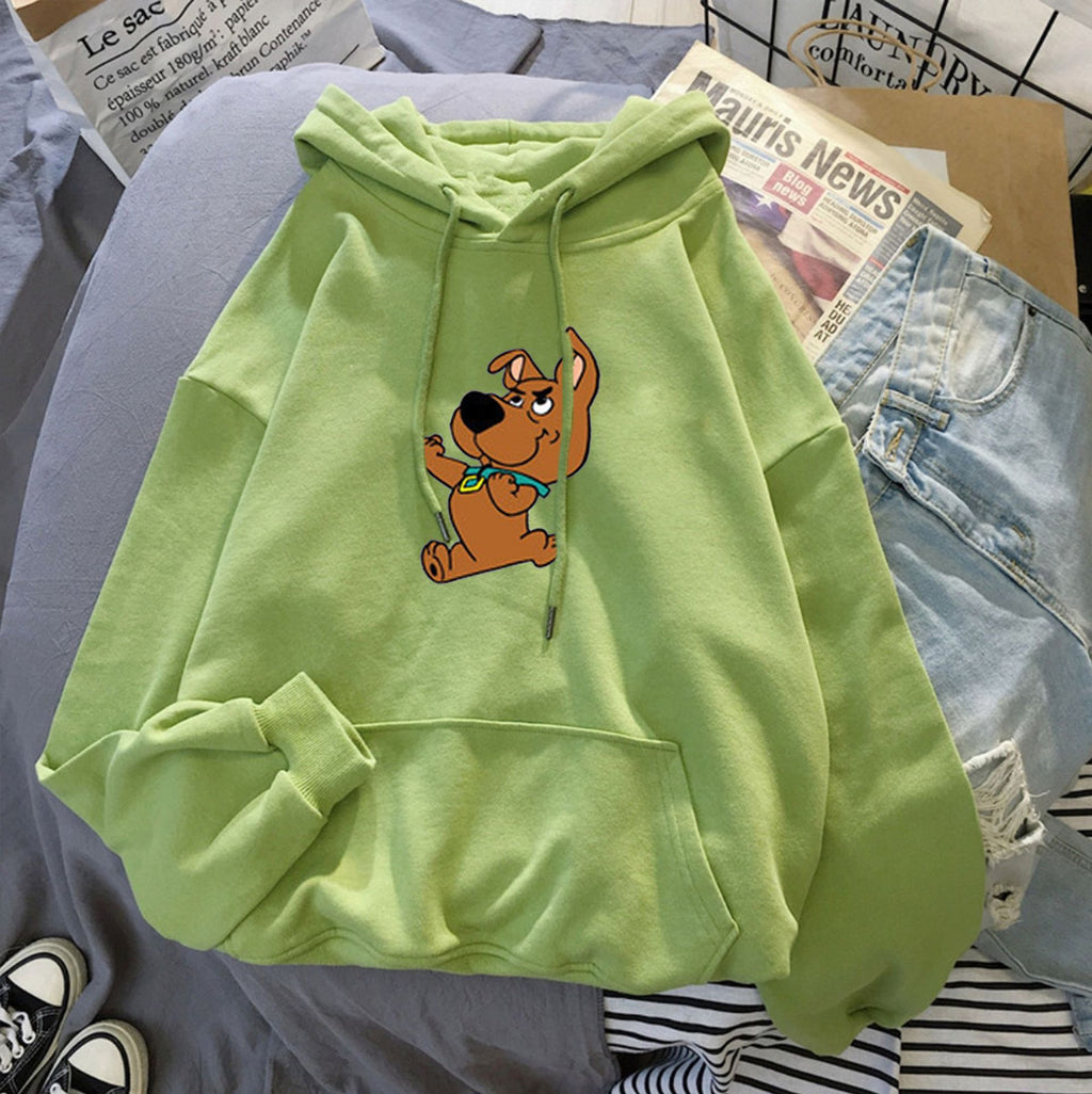 Printed Versatile Loose Thin Casual Hooded Sweater