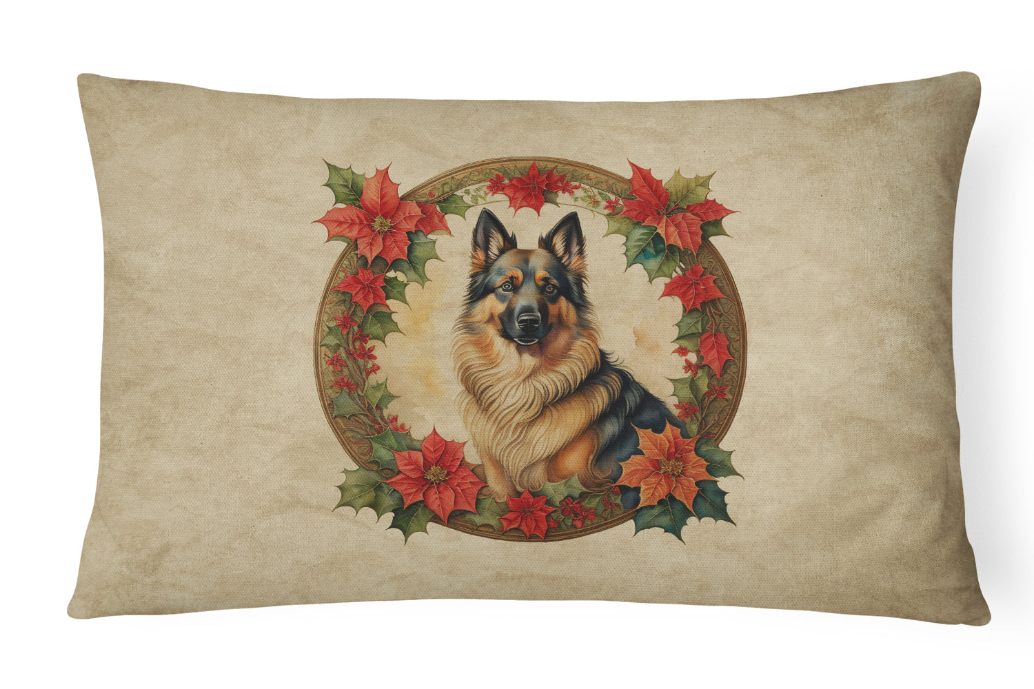 Belgian Tervuren Christmas Flowers Throw Pillow