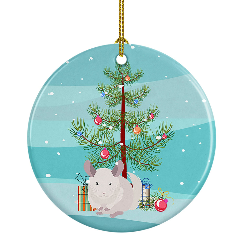 White Dominant Chinchilla Merry Christmas Ceramic Ornament