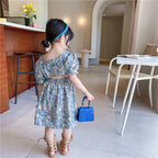 Girls' Floral Princess Dress with Cut-Out Waist