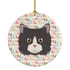 Poodle Cat Christmas Ceramic Ornament