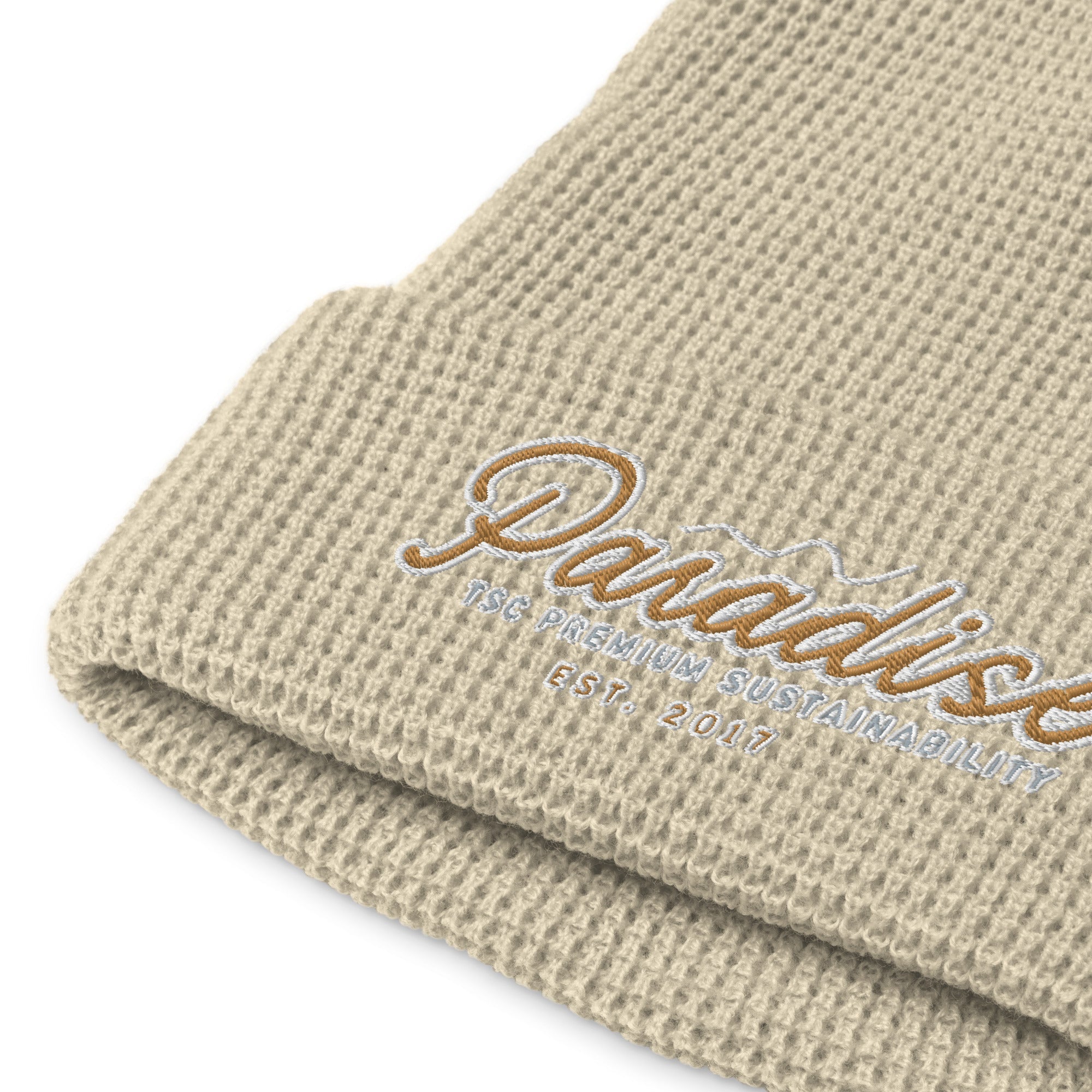 Premium Paradise Waffle Beanie | Embroidered Cap
