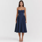Sexy V-Neck Spaghetti Strap Midi Dress for Women