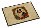 Collie Christmas Flowers Doormat