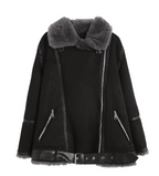Thick Velvet Loose-fitting Lamb Hair Motorcycle Jacket
