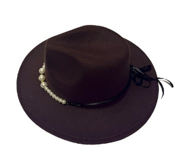 Fashion pearl Top hat wool Jazz Cap | Embroidered Cap