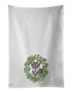 Shiba Inu Puppy Black Sesame Christmas Wreath Kitchen Towel Set of 2