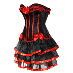 Striped Body Shaping Lingerie Set with Lace Skirt