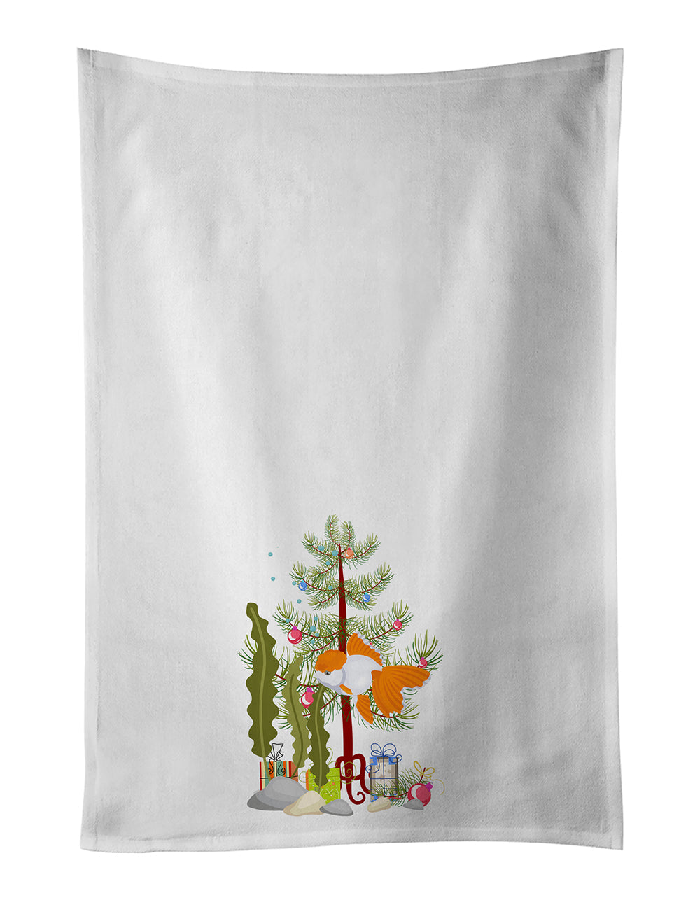 Oranda Red Cap Goldfish Merry Christmas Kitchen Towel Set of 2