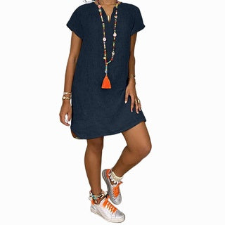 Women's Short Sleeve V-Neck Dress for Autumn/Summer