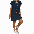 Women's Short Sleeve V-Neck Dress for Autumn/Summer