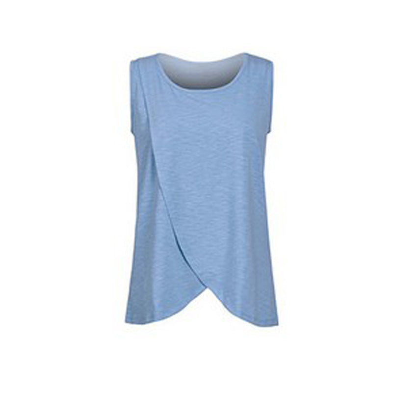 European American Round Neck Sleeveless Maternity Dress
