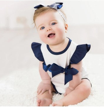 Baby Girl Bodysuit with Bow and Triangle Design