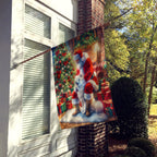 Samoyed and Santa Claus House Flag