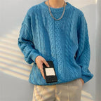 Korean Knitted Pullover Sweater for Men in Solid Color | Streetwear