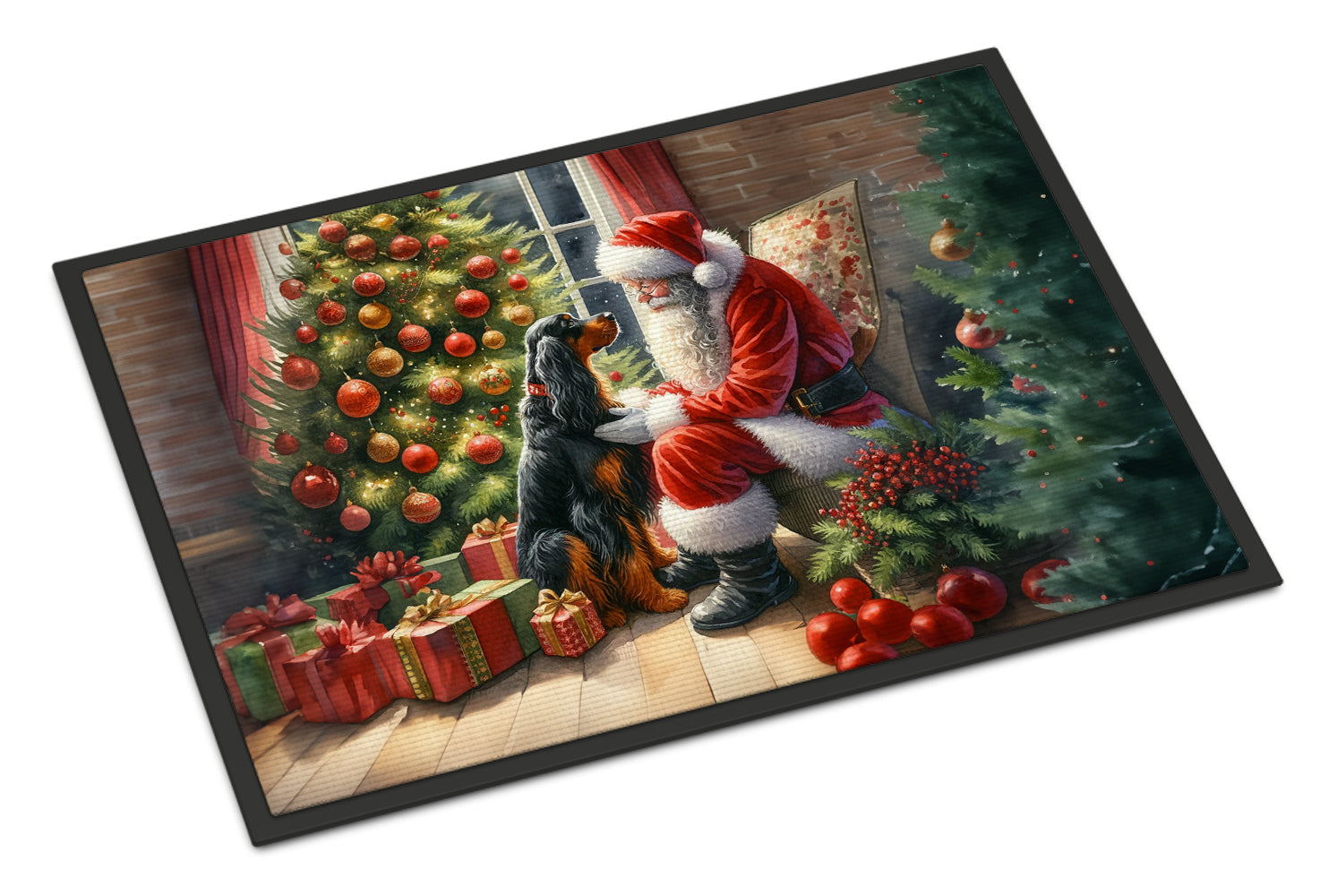 Gordon Setter and Santa Claus Doormat