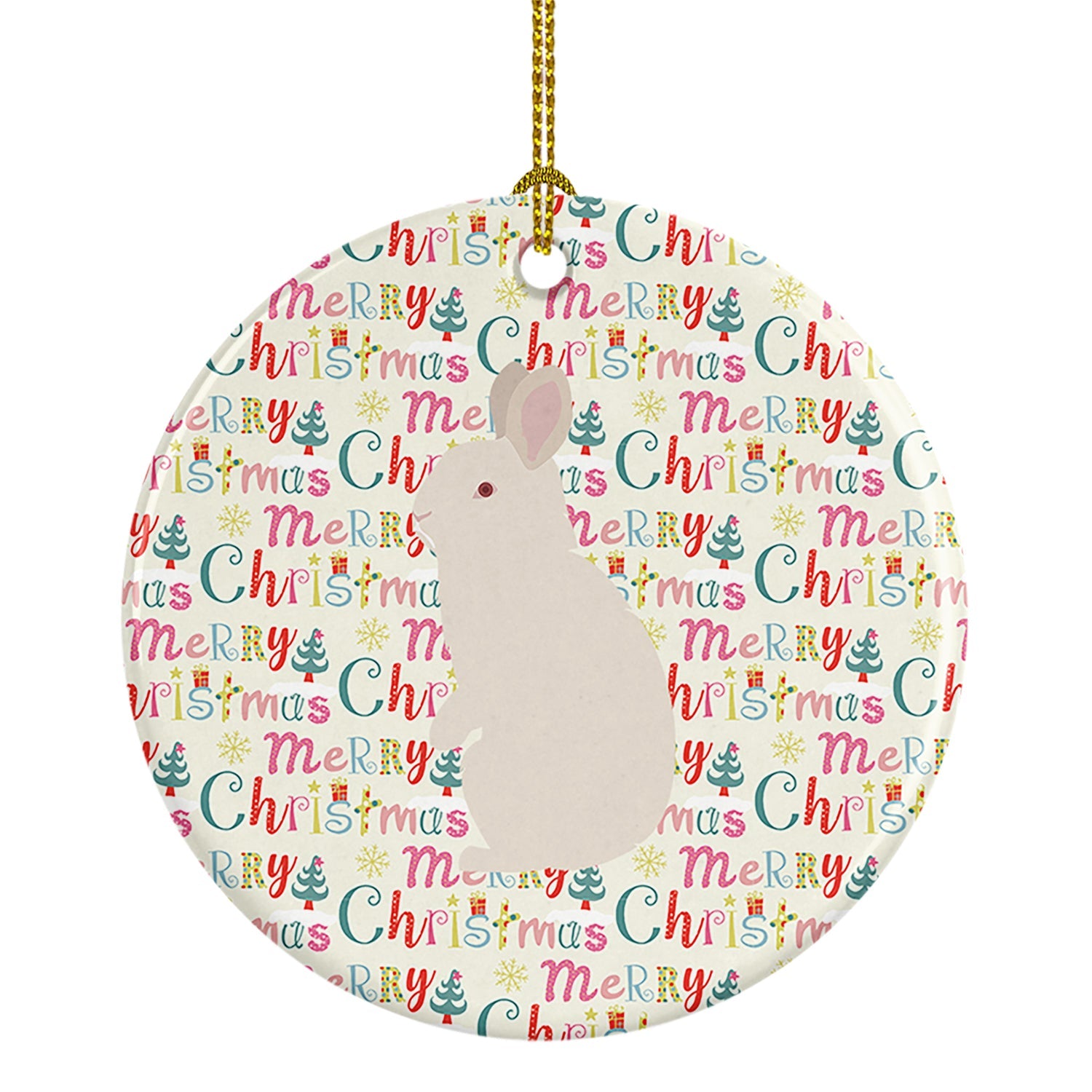 New Zealand White Rabbit Christmas Ceramic Ornament