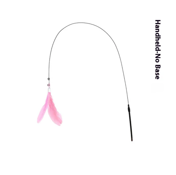Suction Cup Cat Teaser Wand with Bell, Interactive Feather Toy with Flexible Wire and Interchangeable Feathers for Self-Play