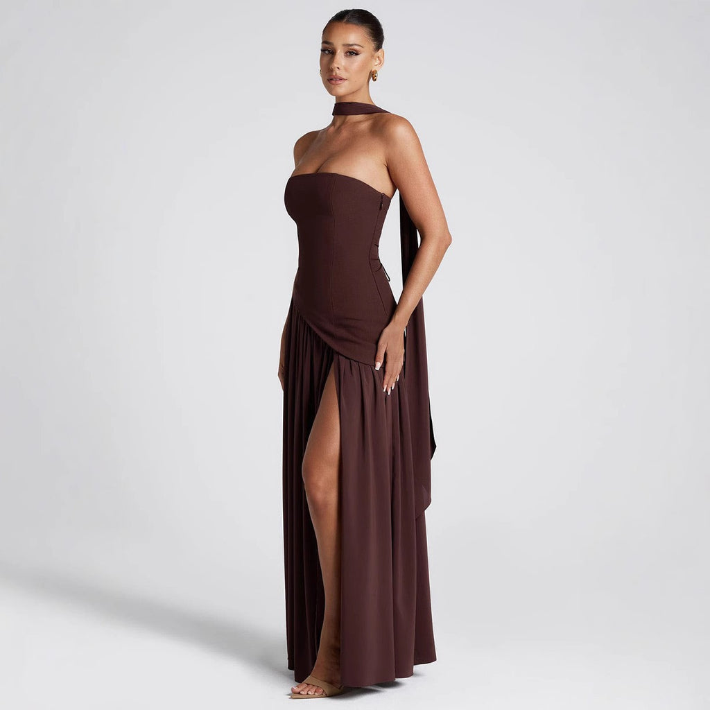 Color Block Off-Shoulder Tube Top Dress