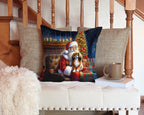 Tibetan Spaniel and Santa Claus Throw Pillow