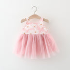 Girls' New Floral Mesh Slip Dress for Summer