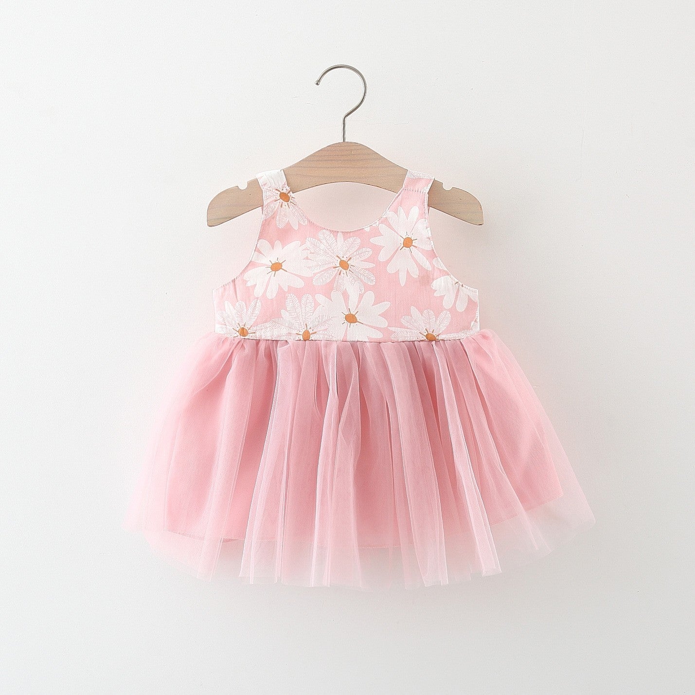 Girls' New Floral Mesh Slip Dress for Summer