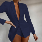 Women's Solid Color Suit Collar Jacket