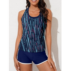 Printed Racerback Tankini Swim Set
